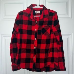 Girl’s Cat & Jack Red and Black Plaid Flannel
